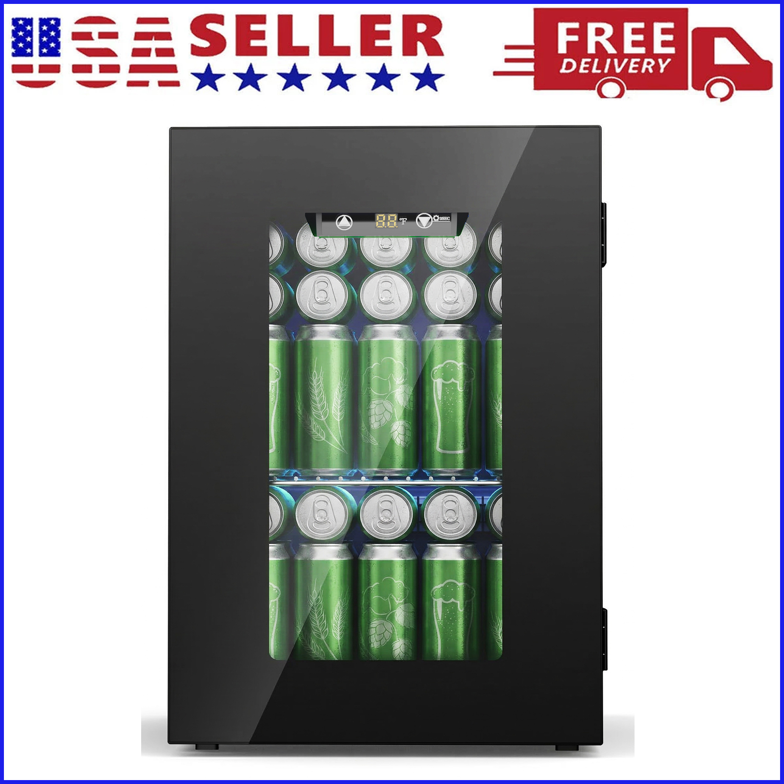 Wine Beer Fridge Small - 24 Can Glass Door Mini Fridge