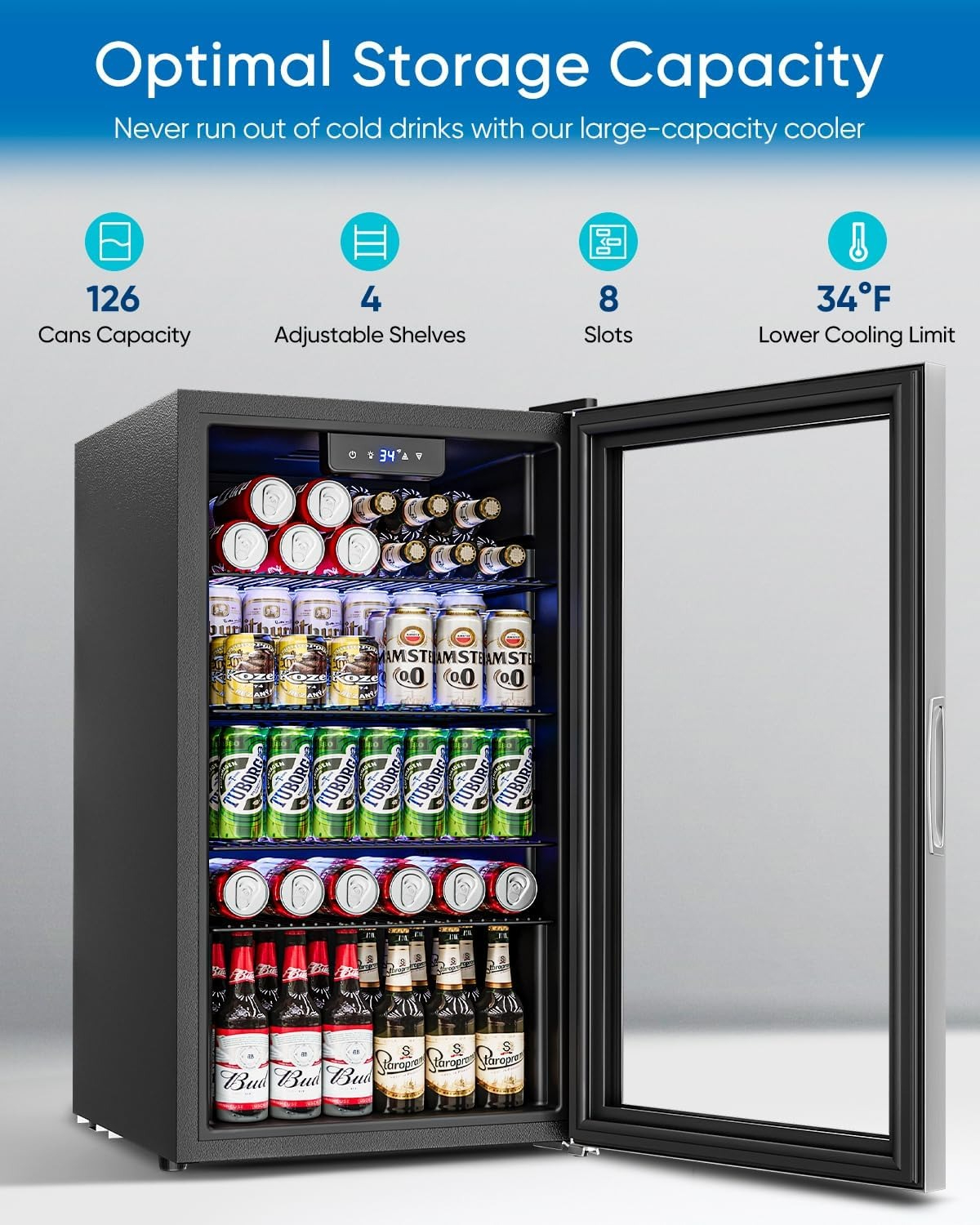 Wine Beer Fridge Small - Beverage Refrigerator Cooler - 126 Can