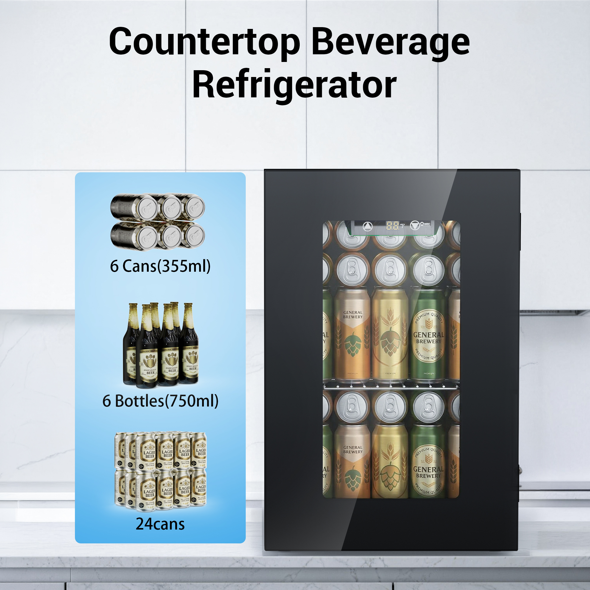 24 Can Glass Door Mini Fridge  - Wine Beer Fridge Small のレビューと価格