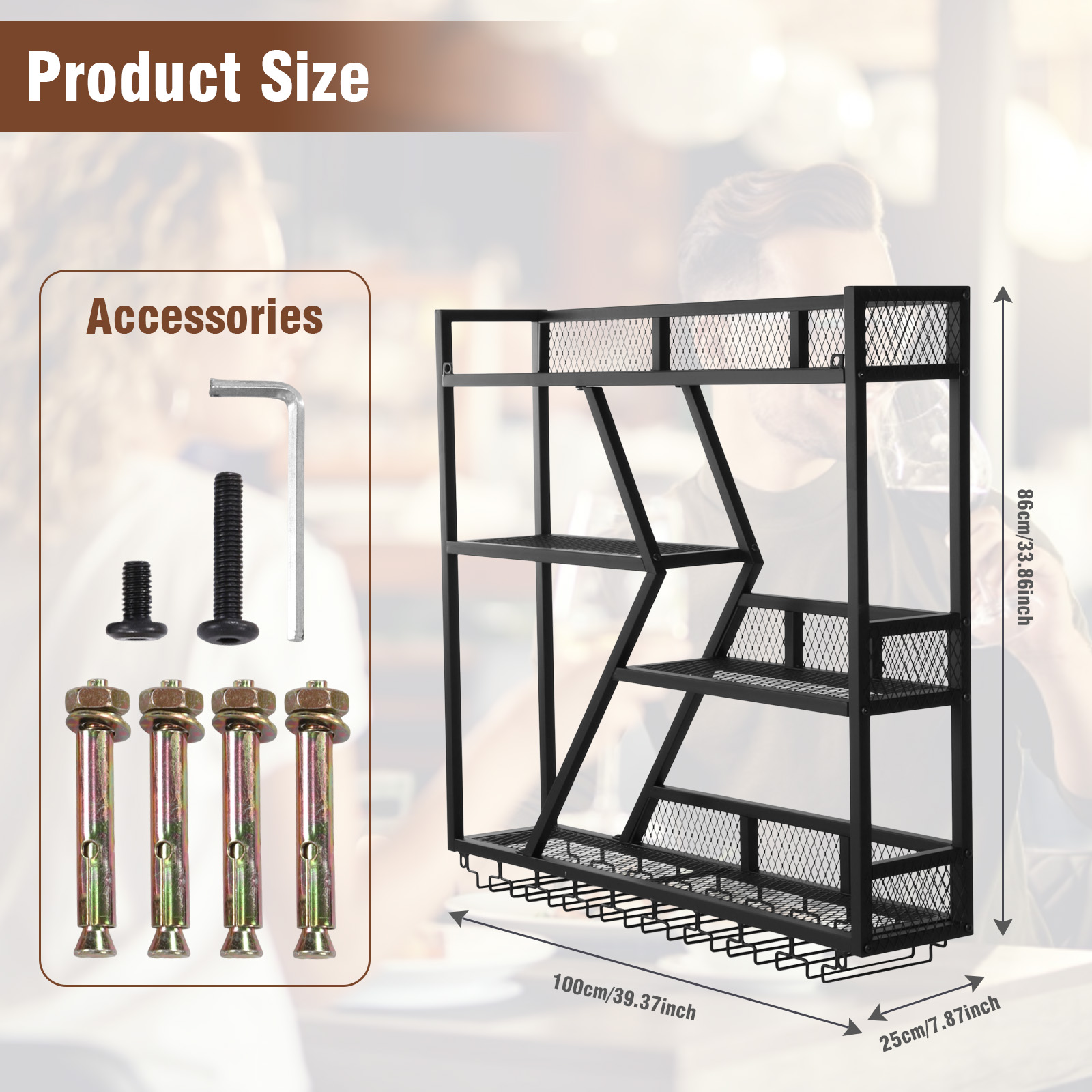 Wall-mounted wine rack (Black) - Wine Rack Wall Mount のレビューと価格