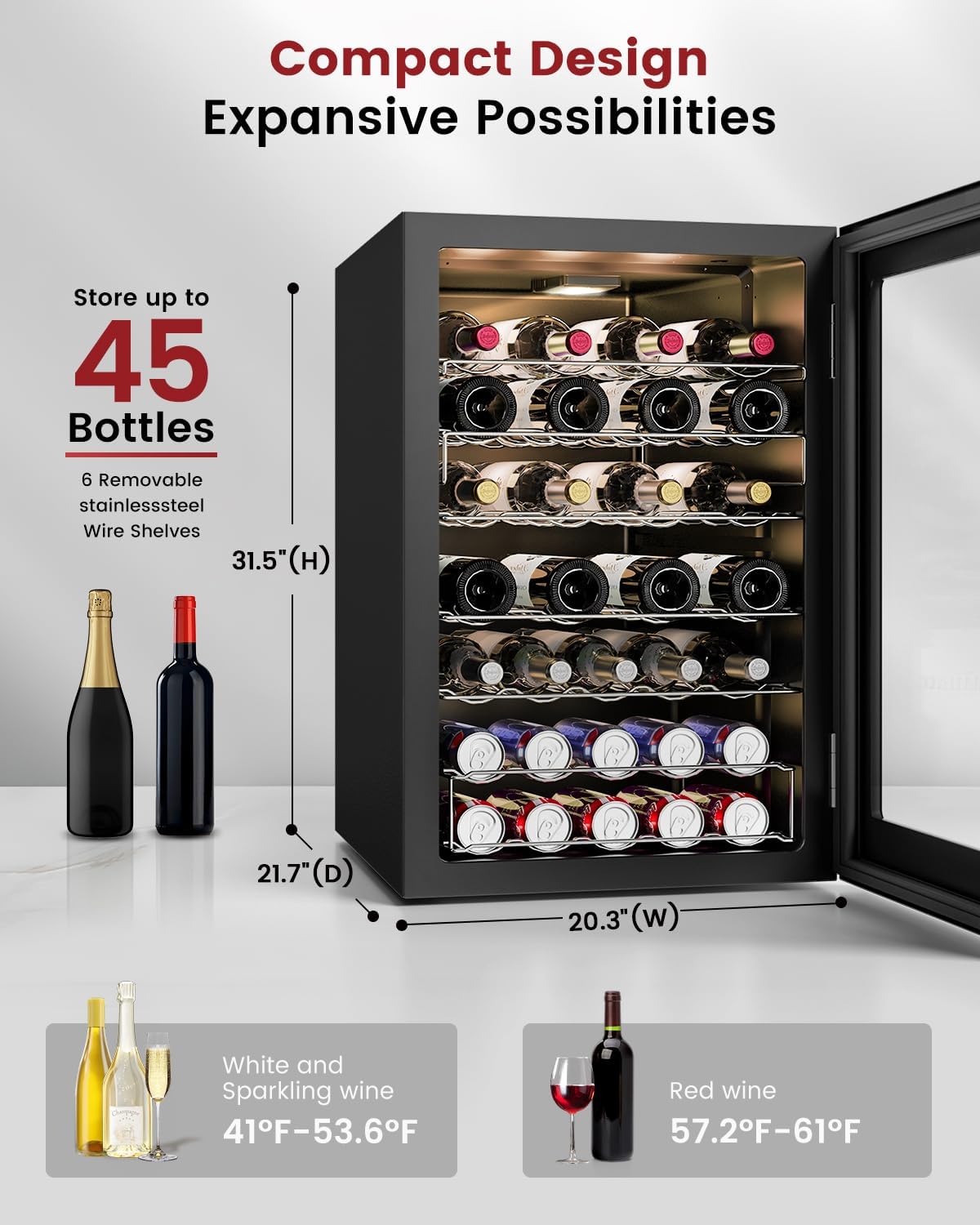 Wine Cooler Refrigerator - 45  - Wine Beer Fridge Small のレビューと価格
