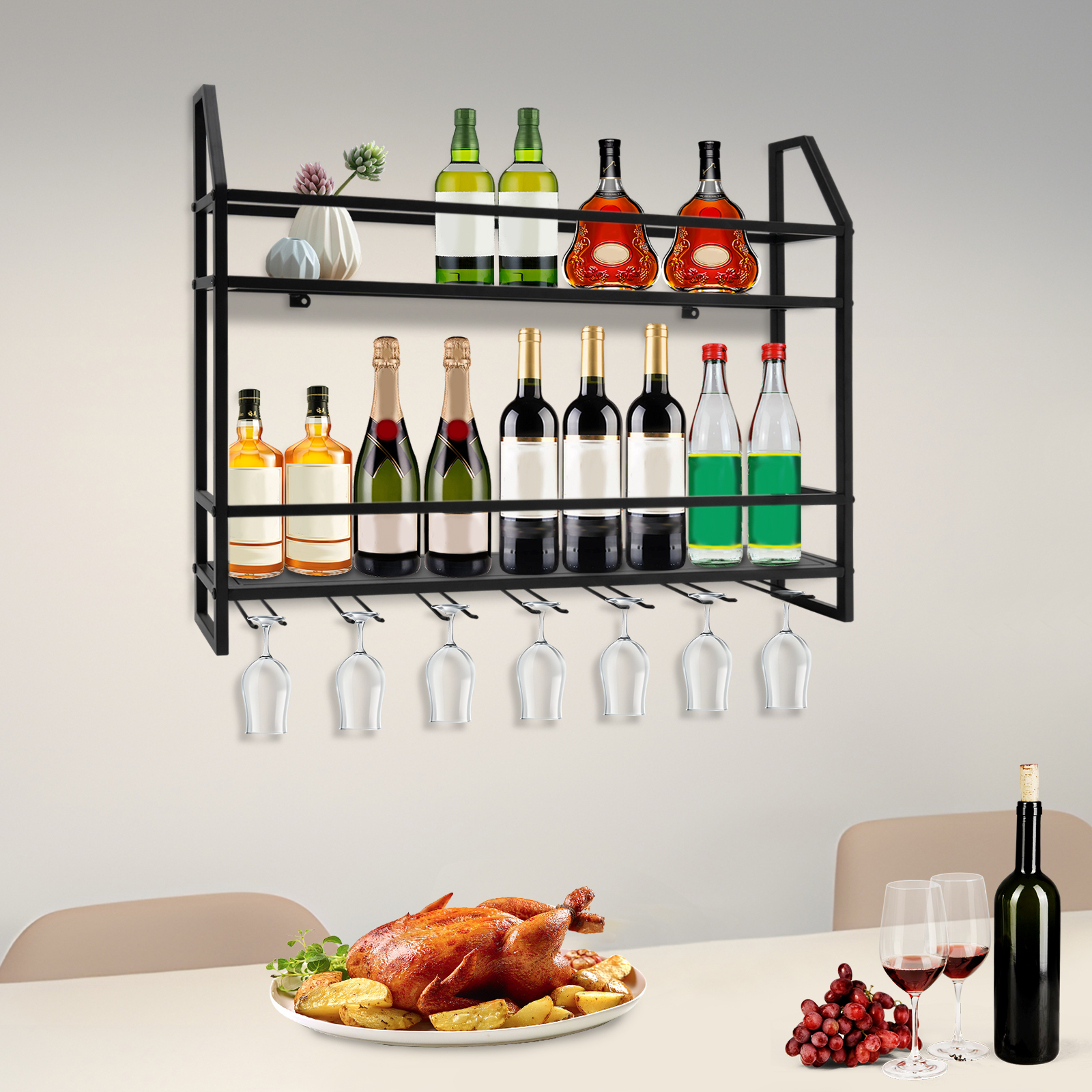 Double-layer Wine Rack Wall-Mo - Wine Rack Wall Mount のレビューと価格
