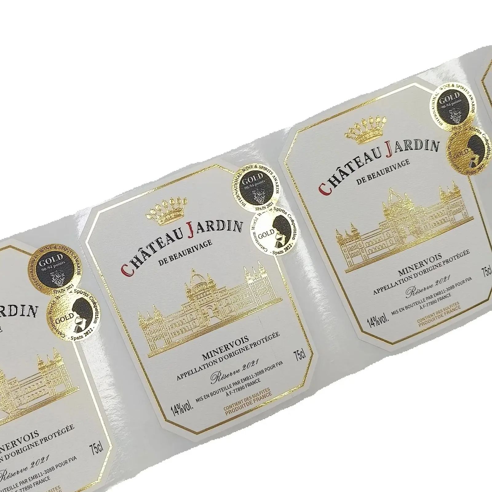 Custom Logo Sticker Gold Foil  - Whisky Beer And Wine のレビューと価格