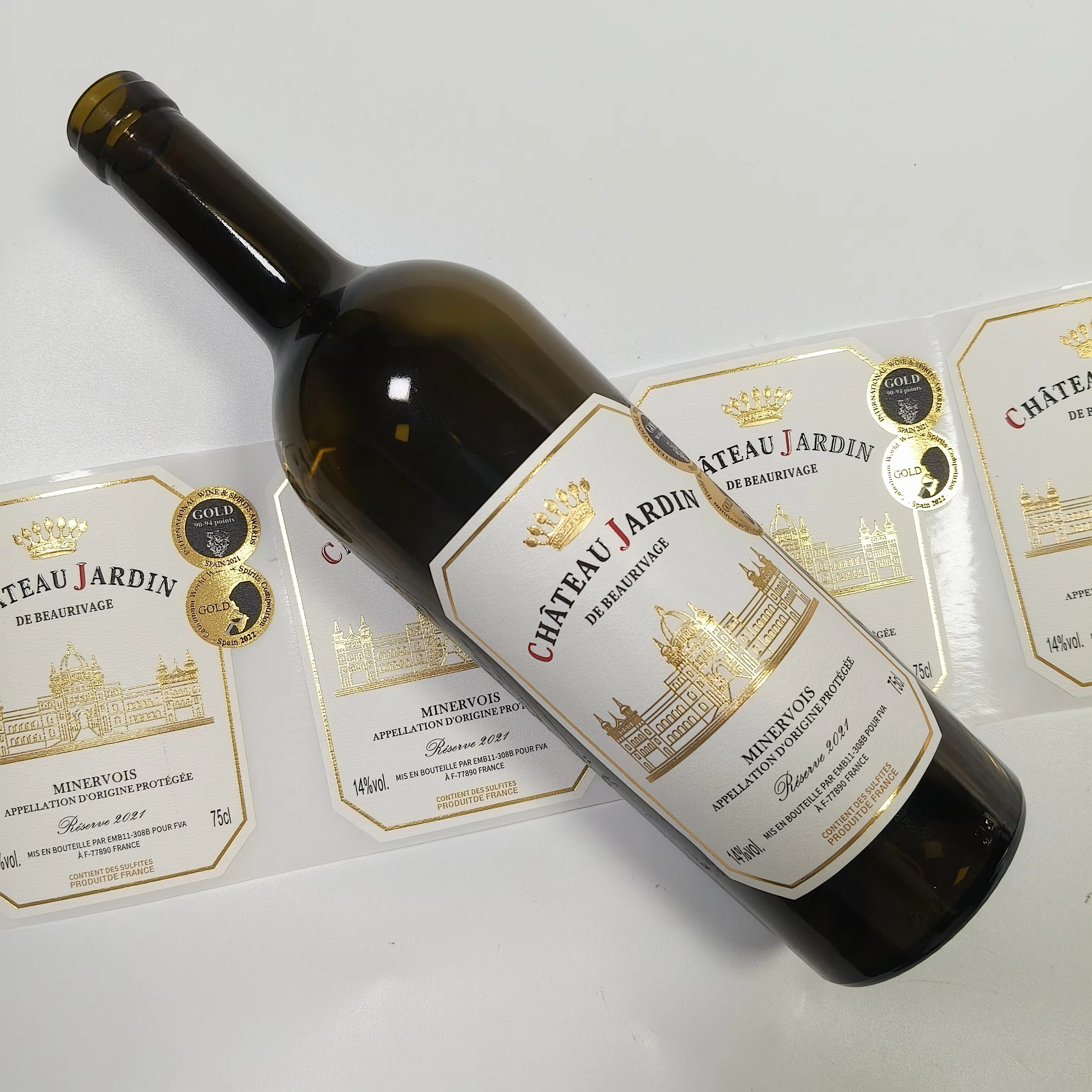 Custom Logo Sticker Gold Foil  - Whisky Beer And Wine のレビューと価格