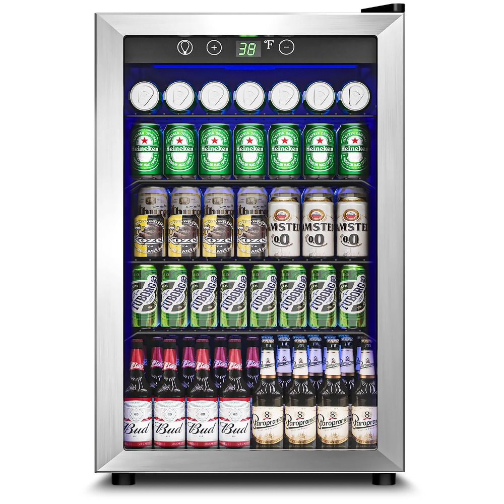 145 Can Mini Fridge Glass Door - Wine Beer Fridge Small のレビューと価格