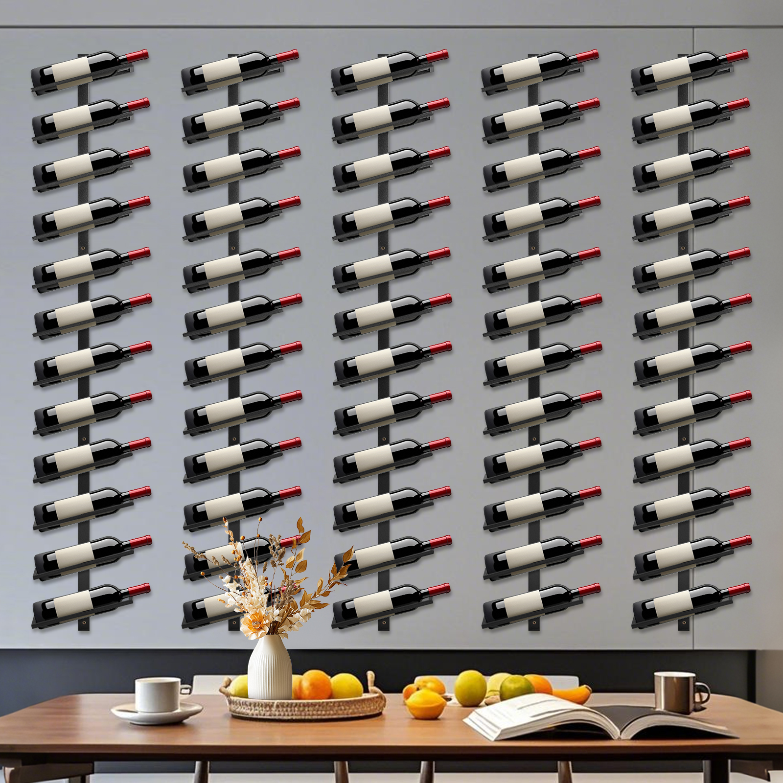 5 Pack Wall Mounted Wine Rack  - Wine Rack Wall Mount のレビューと価格