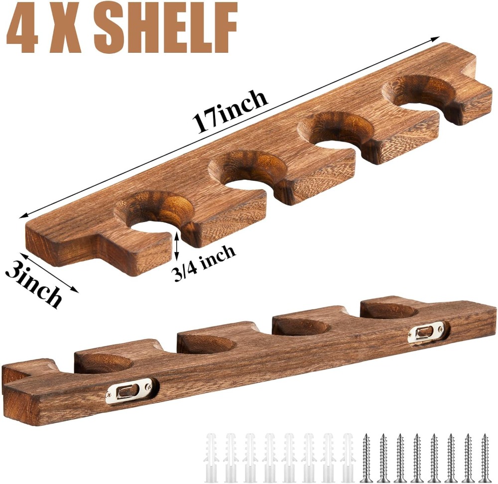 4 Pcs Wall Mounted Wood Stemwa - Wine Rack Wall Mount のレビューと価格