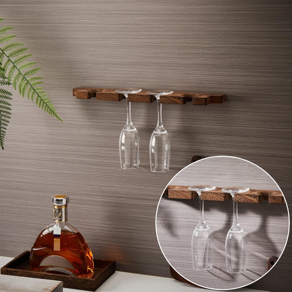 4 Pcs Wall Mounted Wood Stemwa - Wine Rack Wall Mount のレビューと価格