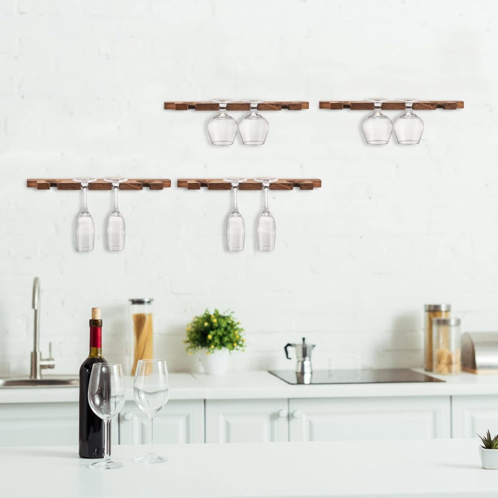 4 Pcs Wall Mounted Wood Stemwa - Wine Rack Wall Mount のレビューと価格