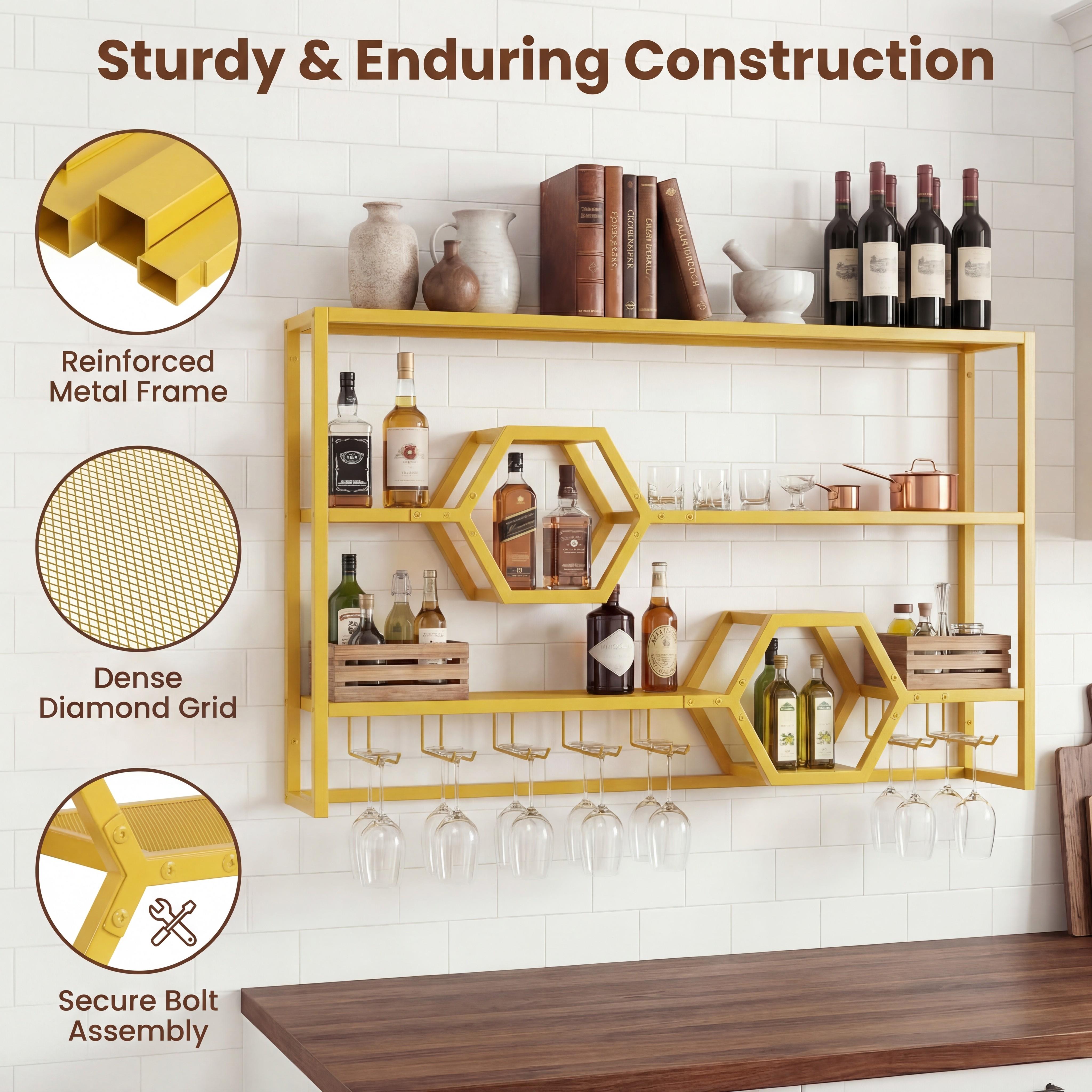Wall Mounted Wine Rack 47” Lar - Wine Rack Wall Mount のレビューと価格