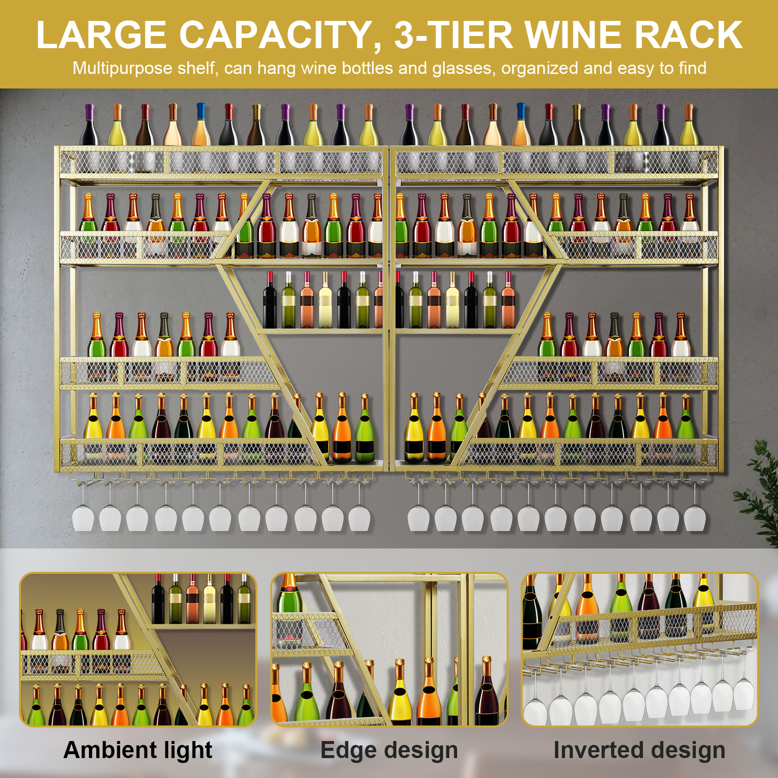 Metal Wine Storage Rack Wall M - Wine Rack Wall Mount のレビューと価格