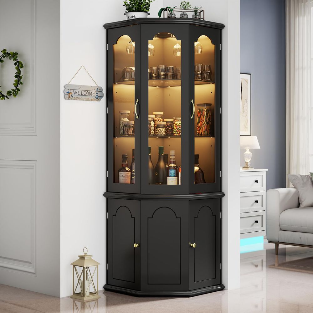 Corner Bar Cabinet w LED Light - Wine & Beer Quito のレビューと価格