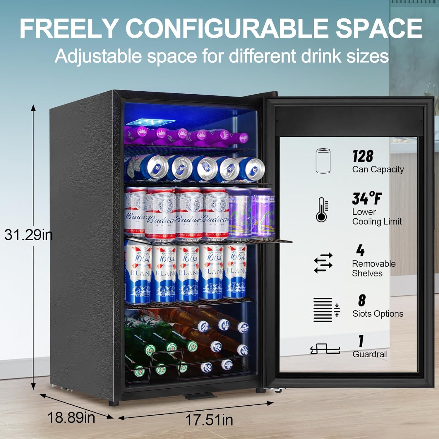 128 Cans Beverage Refrigerator - Wine Beer Fridge Small のレビューと価格