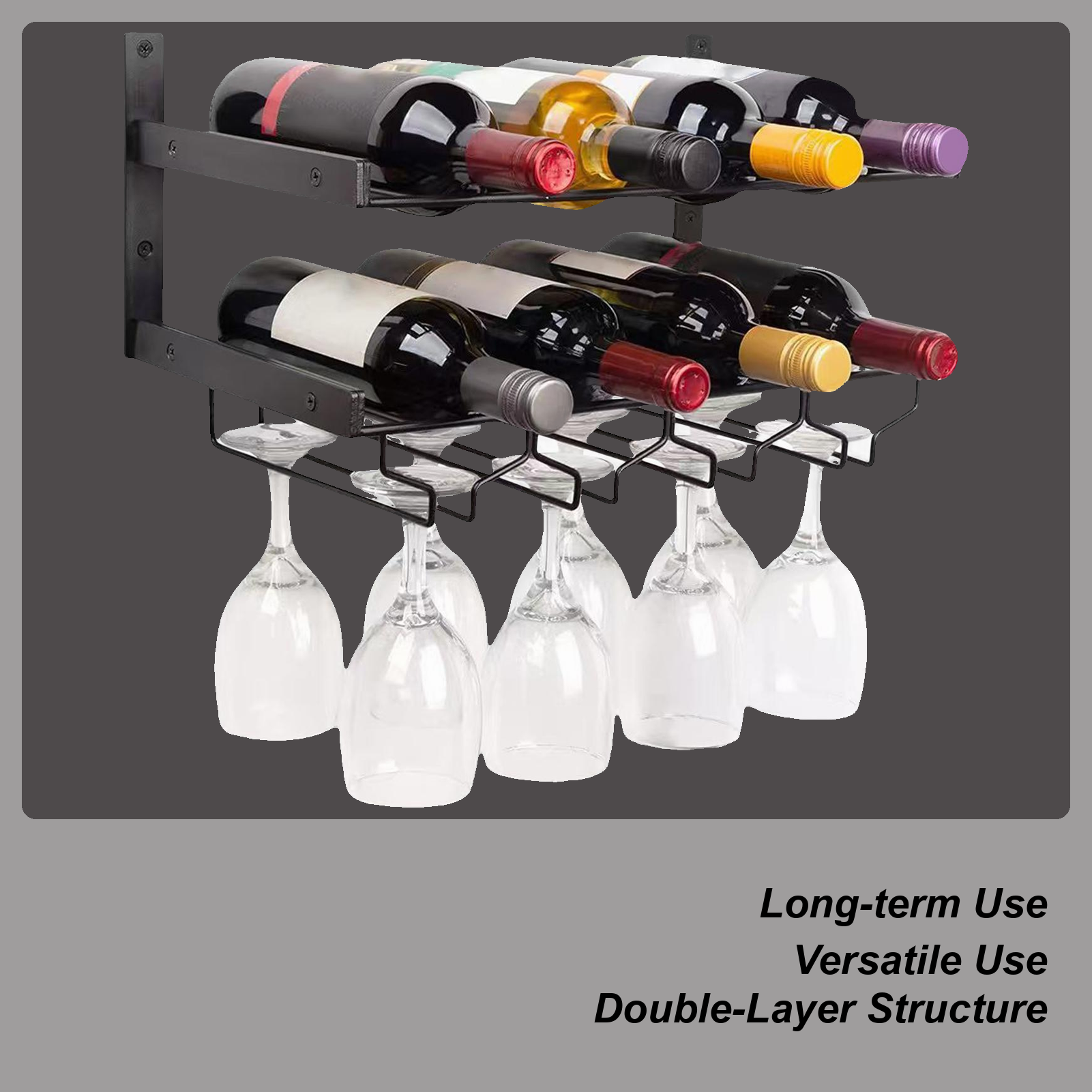 Wall Mounted Wine Rack Double- - Wine Rack Wall Mount のレビューと価格